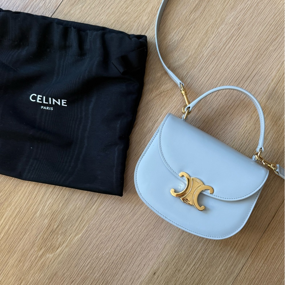 Celine Mini Besace Clea Handbag in Light Gray / Cloudy Grey with Gold Hardware - Picture 8 of 9